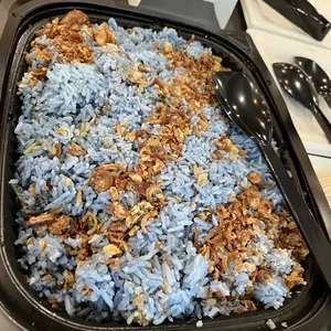 Butterfly Blue Pea Rice (V) <br> shallots, coriander, super-garlicfied oil and blue pea flower