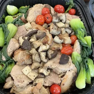 Oven-Roasted Teriyaki Chicken<br>house-blend teriyaki sauce, baby bok choy,king oyster and shiitake mushrooms