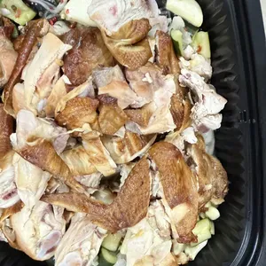 Smoked Mesquite Whole Chicken<br>24-hour homeblend spice brine, smoked in mesquite-cherry chips, piripiri sauce, pickles