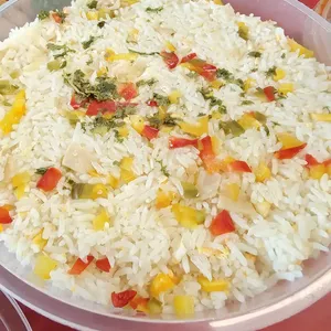 Christmas Fried Rice with Turkey Ham & Bell Peppers