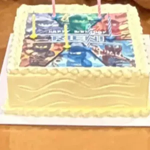 TNP24 Ninja Party (Size: 9 Inch) (Eggless: No) (Base Color: White) (Flavour: Mix Fruits) (Big candles: None) (Small candles: 6) (Message on Complimentary Gift Card: No) (Message On Cake: (Short & Sweet): Yes (do write the message in the ordering form, under comments box))