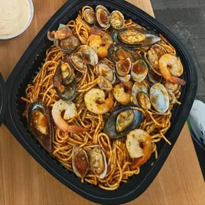Marinara Seafood Spaghetti In Rustic Tomato Sauce