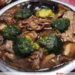 Abalone Pan Cai Treasures (Abalone, Pork Tendon, Dried Scallop, Sea Cucumber, Dried Oyster, Roasted Duck, Roasted Pork Belly, Braised Mushroom, Radish,Bean Curd Skin) 鲍鱼盆菜 (鲍鱼,蹄筋,干贝,海参,蚝干, 烧鸭,烧肉,香菇,白萝卜,腐竹)