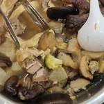 Abalone Pan Cai Treasures (Abalone, Pork Tendon, Dried Scallop, Sea Cucumber, Dried Oyster, Roasted Duck, Roasted Pork Belly, Braised Mushroom, Radish,Bean Curd Skin) 鲍鱼盆菜 (鲍鱼,蹄筋,干贝,海参,蚝干, 烧鸭,烧肉,香菇,白萝卜,腐竹)