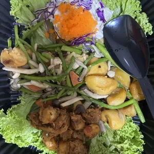 On & On Prosperity Cold Platter<br>smoked duck crepe, truffle capellini, marinated octopus, cantonese prawn salad, marinated jellyfish