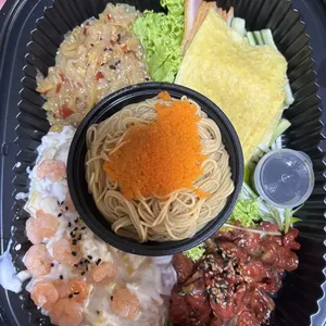 On & On Prosperity Cold Platter<br>smoked duck crepe, truffle capellini, marinated octopus, cantonese prawn salad, marinated jellyfish