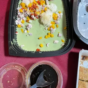 Uji Matcha Soy Pudding<br> taro, pumpkin, osmanthus, pandan gula melaka syrup
