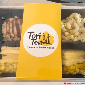 Toriten Chuu / Regular (Protein: Teriyaki Chicken) (1st Base: Cheezy Mac) (2nd Base: Japanese Rice Free) (1st Side: Sizzled Corn) (2nd Side: Tamago) (3rd Side: Sizzled Corn) (4th Side: Tamago) (5th Side: Tamago) (Dressing: JAAR Mayo) (Sprinkler: Tempura Crunch)