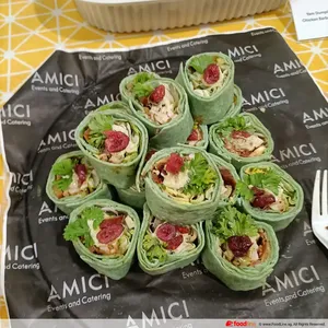 <b>Cilantro Pesto Chicken Wrap</b><br>Marinated chicken wraps with cilantro pesto and garden veggie.