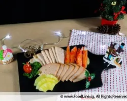 Christmas Cold Cuts (Sliced roasted turkey, honey baked ham, crabstick garnished with pineapple pickles) | Customer Photo | Intercontinental Catering Pte Ltd