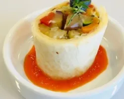 Tortilla Wrapped With Hummus And Grilled Vegetables (V) | Customer Photo | Amici Events And Catering