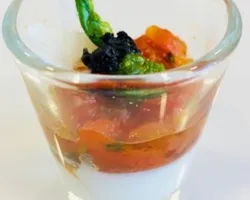 Heirloom Tomatoes Mozzarella Panna Cotta With Basil Oil (V) | Customer Photo | Amici Events And Catering