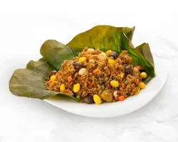 Lotus Leaf Fried Rice with Chicken Sausage, Dried Shrimp, Mushroom and Chestnuts | Customer Photo | BellyGood Caterer