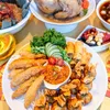 Happiness Platter (Jellyfish/ Ebi Fry/ Spring Roll/ Money Bag) 四喜拼盘 (海蜇/面包虾/春卷/金钱袋) | Customer Photo | Delizio Catering Pte Ltd
