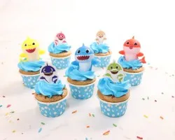 35pcs – Happy Sharky Theme Cupcake | Customer Photo | ECreative Catering Pte Ltd