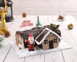 X’mas Chocolate Log Cake (650g) | Customer Photo | ECreative Catering Pte Ltd