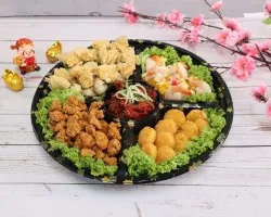 Prosperity Fortune Platter (Octopus, Spring Roll, Salad Prawn, Golden Chicken, Golden Money Bag) | Customer Photo | ECreative Catering Pte Ltd