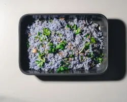 Butterfly Blue Pea Rice (V) <br> shallots, coriander, super-garlicfied oil and blue pea flower | Customer Photo | Grain