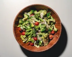 Earthy Broccoli Quinoa Salad <br> charred broccoli, cherry tomatoes, tri quinoa salad, lemon dressing<br> Vegan | Customer Photo | Grain