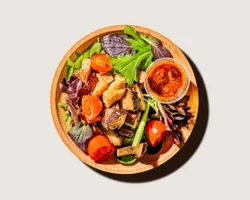 Grilled Forest Mushroom Salad<br> Fresh herbs, shiitake mushroom, king oyster, balsamic dressing<br> Vegan | Customer Photo | Grain