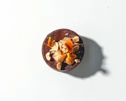 Hazelnut Banana Chocolate Tarte<br>sautéed hazelnuts, chunky caramel banana reduction | Customer Photo | Grain