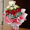 Click to see more photos of BR006: 3 Red Roses with Bear and Ferrero Roche at centre