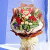 Click to see more photos of RR004: 6 Red Roses & Rocher with Heart-Shape Tag Handbouquet