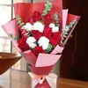Click to see more photos of RR026: 9 Red Roses & Cotton Flowers Handbouquet
