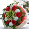 Click to see more photos of RR049: 6 Roses & Glitter Balls Hand Bouquet