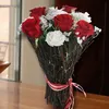Click to see more photos of RR057: 5 Red Roses with Artificial White Roses Standing Bouquet