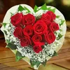 Click to see more photos of RR033: 12 Red Roses Hand Bouquet Arranged in Heart Shape