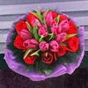 Click to see more photos of TP014: 10 Purple Tulips & 10 Red Roses Hand Bouquet