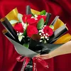 Click to see more photos of RR058: 6 Red Roses unique Wrapping Hand Bouquet