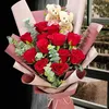 Click to see more photos of BR154: Bears (快乐每一天) With 12 Red Roses & HandBouquet