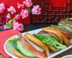 Auspicious Golden Bun Stuffed with Sliced Smoked Duck, Lettuce, Cucumbers & BBQ Sauce 吉祥经典扣鸭包 | Customer Photo | Soul Delicacies Pte Ltd