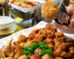 Trio Finger Food Platter (Crispy Chicken Karaage, Fried Fish Ball, Crispy Samosa, served with Chilli & Mayo Dip) | Customer Photo | Yea! Mama Catering